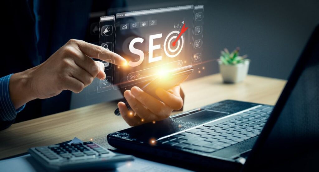 business people use SEO tools, Unlocking online potential. Boost visibility, attract organic traffic, and dominate search engine rankings with strategic optimization techniques