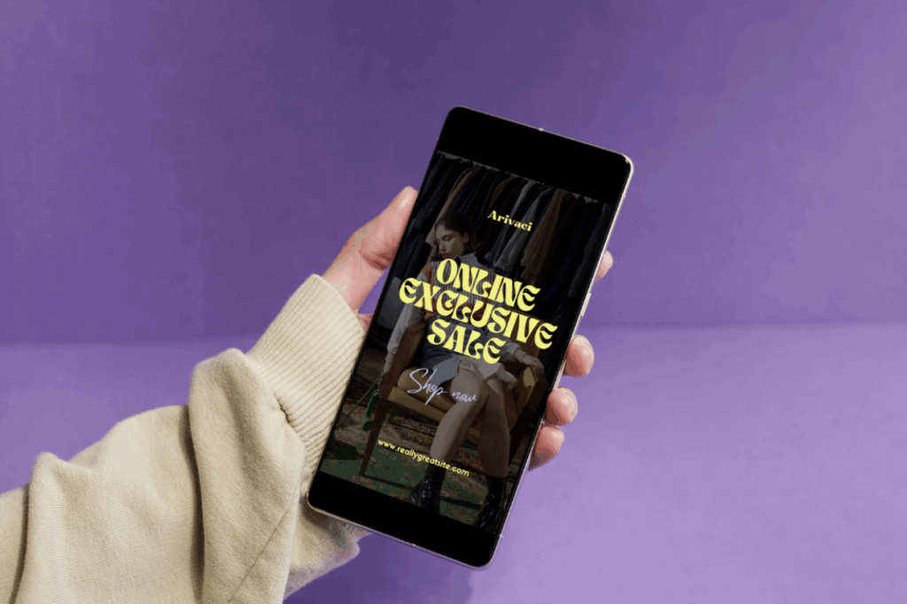 smartphone-showing-online-exclusive-fashion-sale-ad