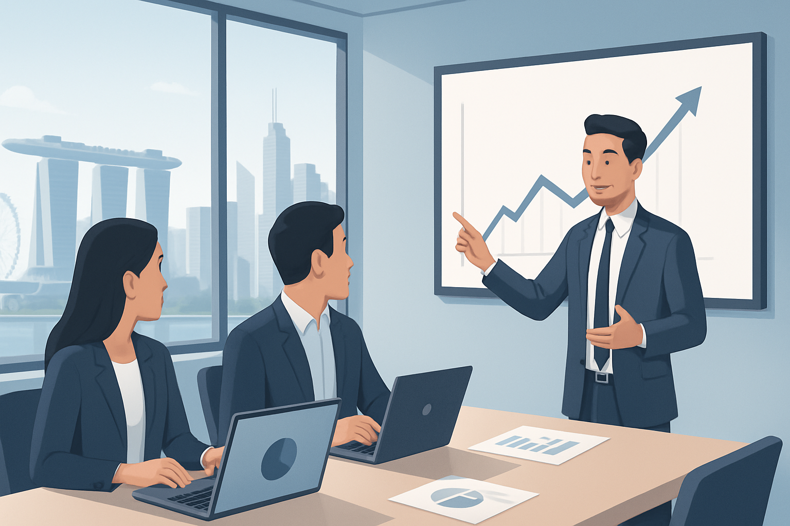 Agency presenting Google Ads ROAS results to Singapore business owners
