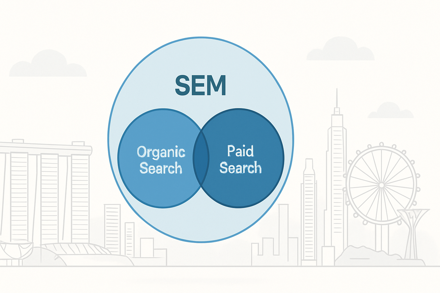 Diagram showing how SEO fits inside the broader SEM discipline
