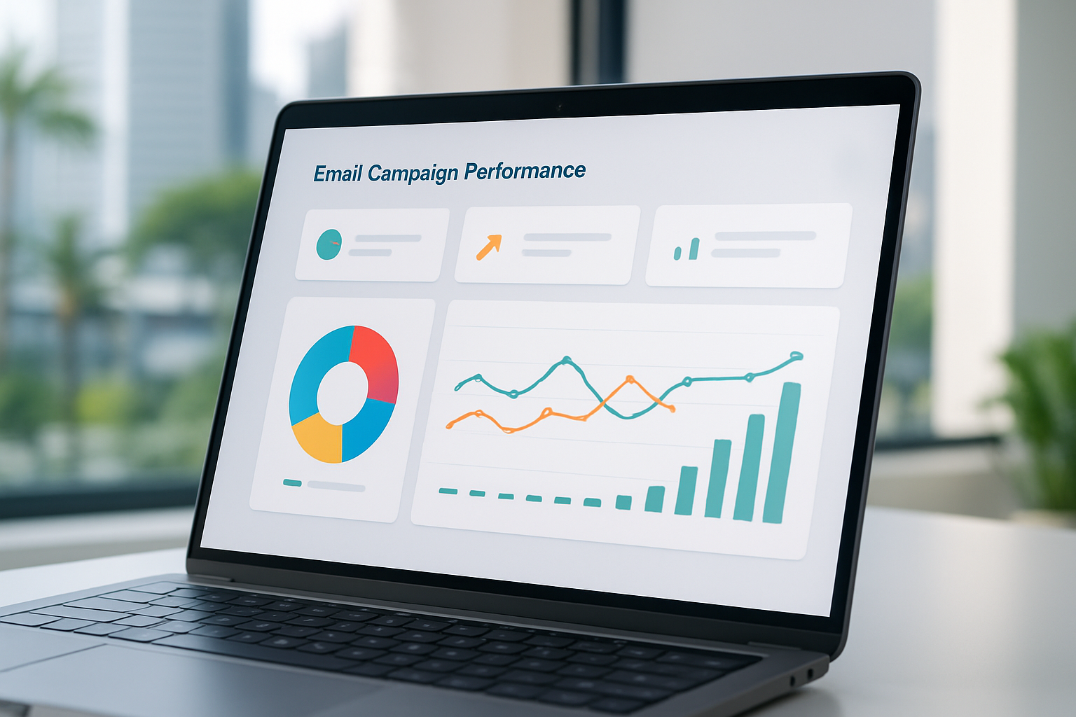 Email marketing analytics dashboard showing campaign performance metrics