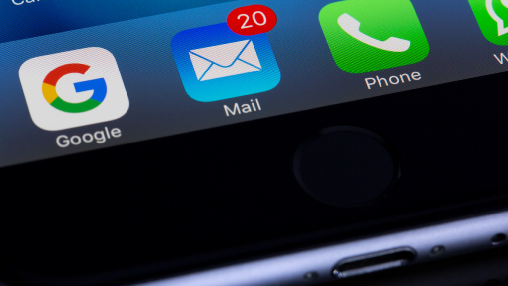 Email marketing campaign displayed on a smartphone with email notifications