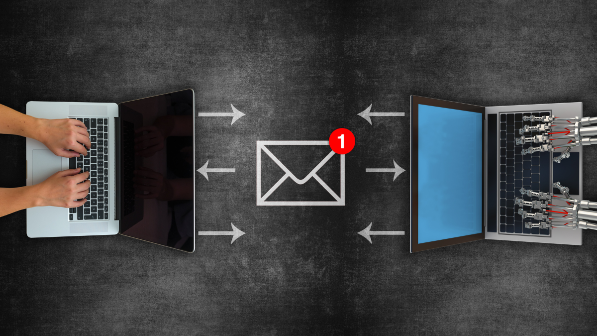 Email marketing strategy showing communication between businesses, customers, and AI technology