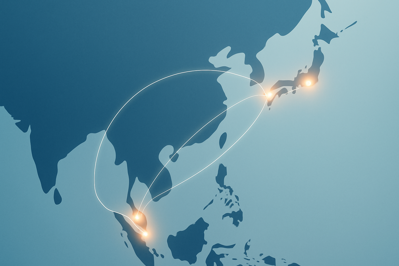 Map of APAC with connection nodes highlighting Singapore as a regional AI-search hub