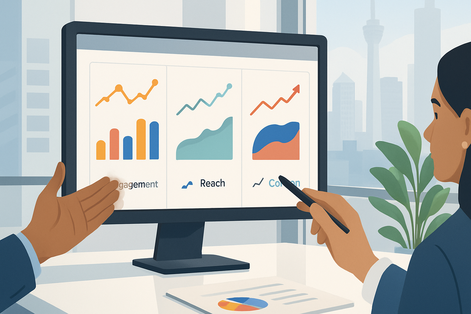 Performance dashboard used to report social media marketing results in Singapore