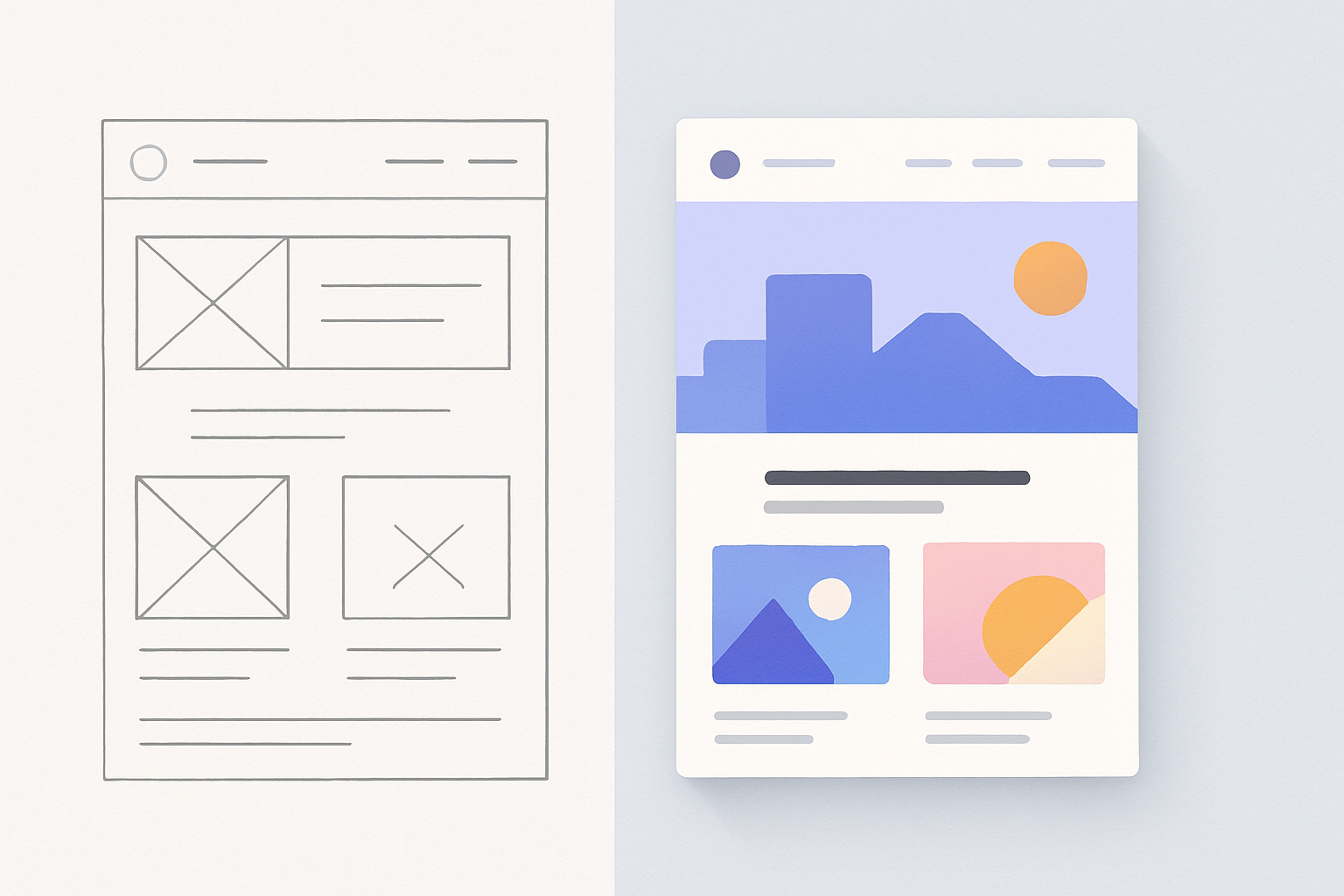 The web design and development process from wireframe to finished website